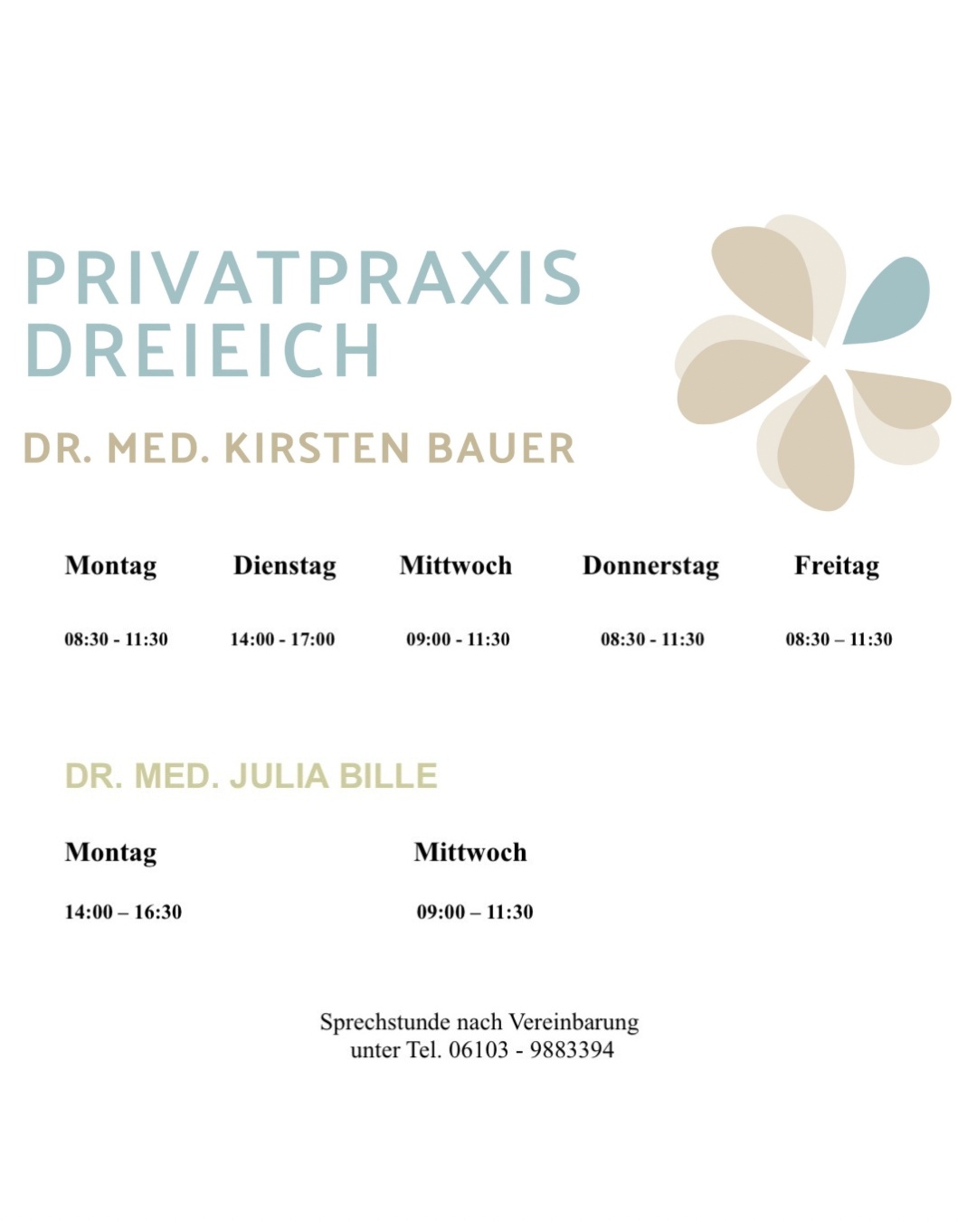 Sprechzeiten Privatpraxis Dreieich – Aktuelle Öffnungszeiten